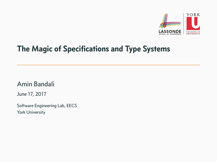 [slides for Magic of Specifications and Type Systems]
